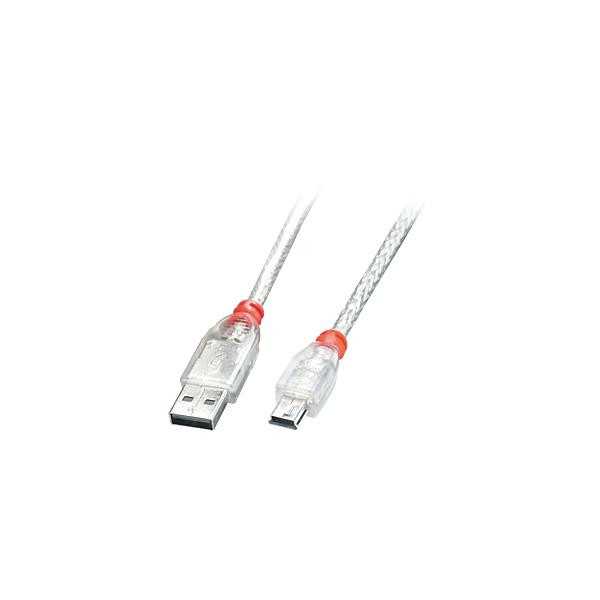 CABLE USB2 A TO MINI-B 2M/TRANSPARENT 41783 LINDY