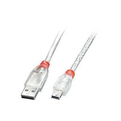 CABLE USB2 A TO MINI-B 0.5M/TRANSPARENT 41781 LINDY