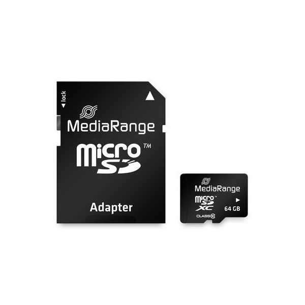 MEMORY MICRO SDXC 64GB C10/W/ADAPTER MR955 MEDIARANGE