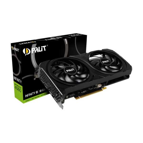 Vaizdo plokštė| PALIT |NVIDIA GeForce RTX 4060|8 GB|GDDR6|128 bitų|PCIE 4.0 16x|GPU 1830 MHz|Dviejų lizdų ventiliatorius|2xHDMI|