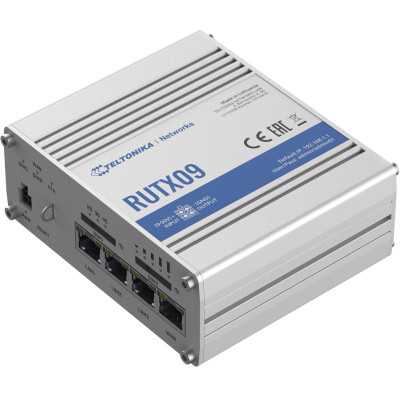 Rugged Industrial LTE-A Cat6 Router | RUTX09 | No Wi-Fi | 10/100/1000 Mbit/s | Ethernet LAN (RJ-45) ports 4 | Mesh Support No | 