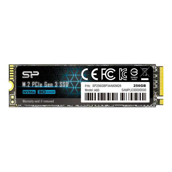 Silicon Power SSD P34A60 256 GB SSD sąsaja PCIe Gen3x4 Rašymo greitis 1600 MB/s Skaitymo greitis 2200 MB/s