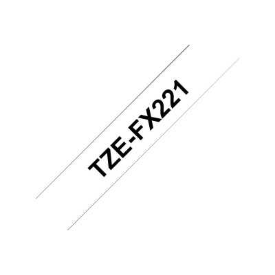 Brother | TZe-FX221 Flexible ID Laminated Tape | Black on White | TZe | 8 m | 0.9 cm