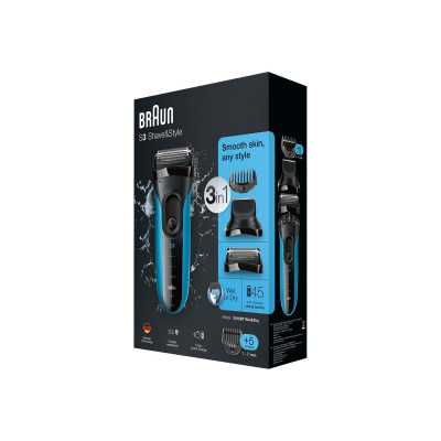 Braun | Shaver with trimmer | Series 3 Shave&Style 3010BT | Operating time (max) 45 min | Wet & Dry | NiMH | Black/Blue