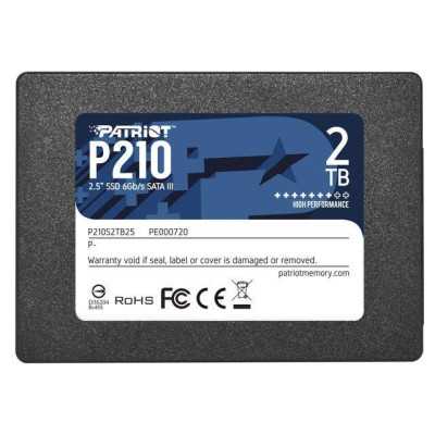 SSD|PATRIOT|P210|2TB|SATA 3.0|Write speed 430 MBytes/sec|Read speed 520 MBytes/sec|2,5"|TBW 960 TB|P210S2TB25