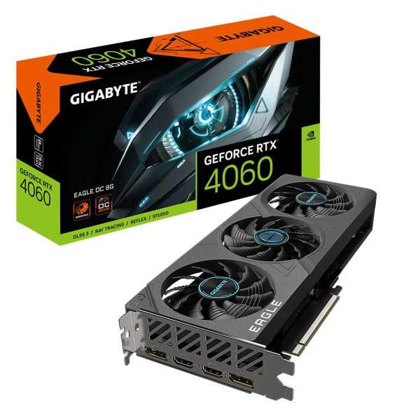 Vaizdo plokštė|GIGABYTE|NVIDIA GeForce RTX 4060|8 GB|GDDR6|128 bitų|PCIE 4.0 16x|Dviejų lizdų ventiliatorius|2xHDMI|2xDisplayPor