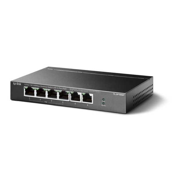 Jungiklis| TP-LINK |TL-SF1006P|Stalinis kompiuteris/pjedestalas|6x10Base-T / 100Base-TX|PoE+ prievadai 4|TL-SF1006P