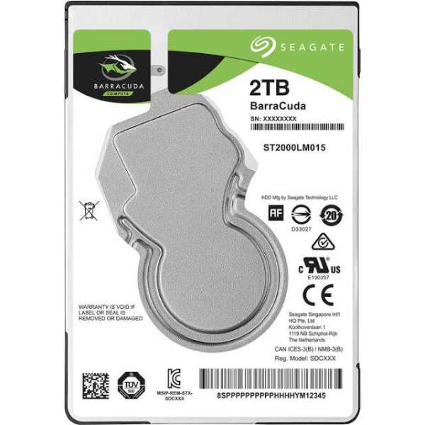 HDD|SEAGATE|Barracuda|2TB|SATA 3,0|128 MB|5400 aps./min.|2,5"|Storis 7mm|ST2000LM015