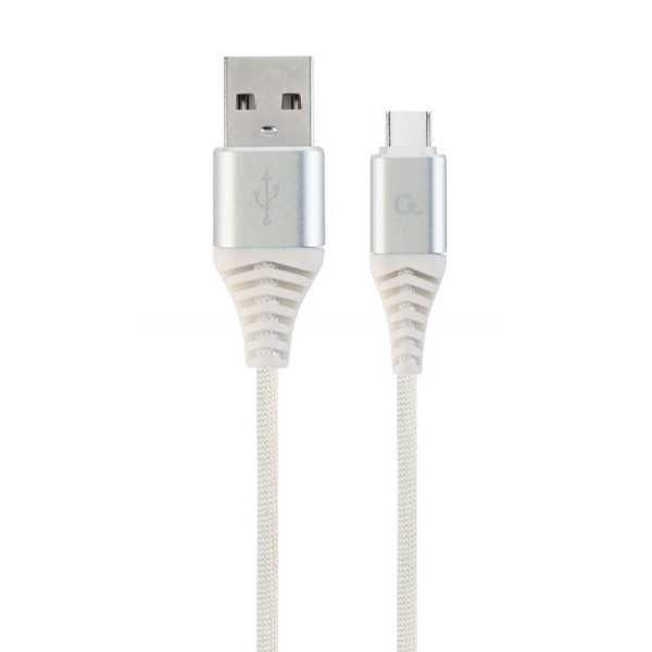 KABELAS USB-C 1M SILVER/WHITE/CC-USB2B-AMCM-1M-BW2 GEMBIRD