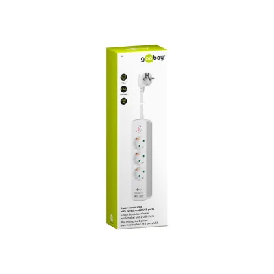 41264 3-Way Power Strip with Switch and USB | Sockets quantity 3