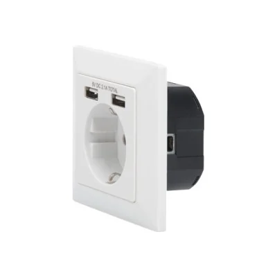 Safety socket for flush mounting with 2 USB ports | DA-70613