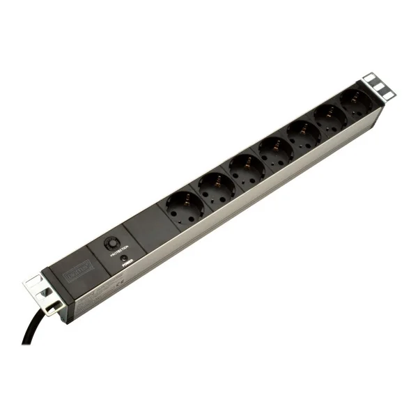 Aluminum outlet strip with overload protection | DN-95403 | Sockets quantity 7