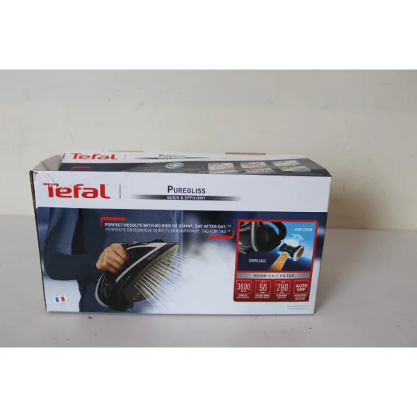 IŠPARDAVIMAS. Tefal FV8062 Puregliss Iron , juoda/pilka | FV8062 Puregliss | Garų lygintuvas | 3000 W | Vandens bako talpa 0,27 