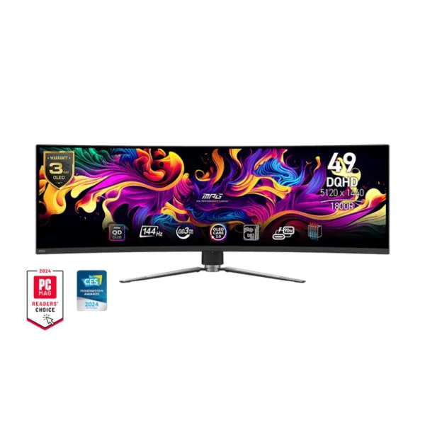 Monitorius| MSI |MPG 491CQP QD-OLED|49"|Žaidimai / išlenktas | Skydas QD-OLED|5120x1440|32:9|144Hz|Matinis|0,03 ms|Pasukamas|Reg