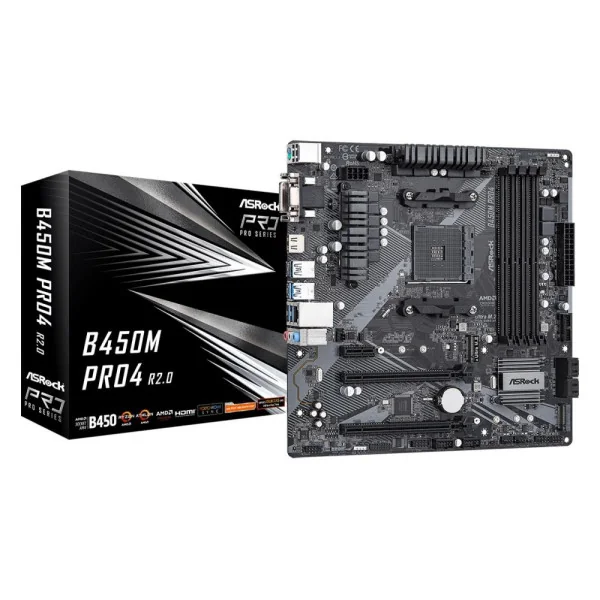 Pagrindinė plokštė|ASROCK| AMD B450|SAM4|Micro-ATX|Atmintis DDR4|Atminties lizdai 4|1xPCI-Express 2.0 1x|1xPCI-Express 2.0 16x|1