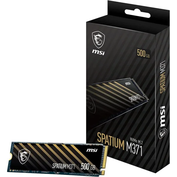 SSD| MSI |SPATIUM M371|500GB|M.2|PCIE|NVMe|3D NAND|Rašymo greitis 1150 MB/sek|Nuskaitymo greitis 2200 MB/sek| 2.15mm |TBW 110 TB