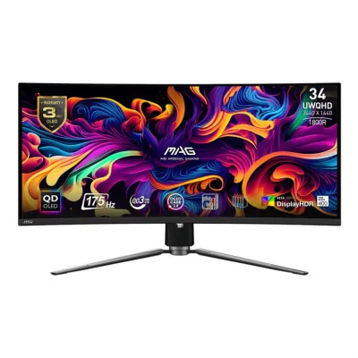 LCD Monitor|MSI|34"|Curved/21 : 9|Panel QD-OLED|3440x1440|21:9|175Hz|Matte|0.03 ms|Swivel|Height adjustable|Tilt|Colour Black|MA