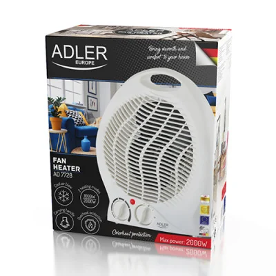 Adler Heater AD 7728 Fan Heater 2000 W Number of power levels 2 White