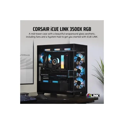 Corsair iCUE LINK 3500X RGB Mid-Tower PC Case, Black