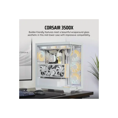 Corsair 3500X Mid-Tower PC Case, White