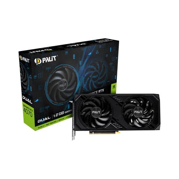 Vaizdo plokštė| PALIT |NVIDIA GeForce RTX 4070|12 GB|GDDR6|192 bitų|PCIE 4.0 16x|GPU 1920 MHz|Dviejų lizdų ventiliatorius|1xHDMI