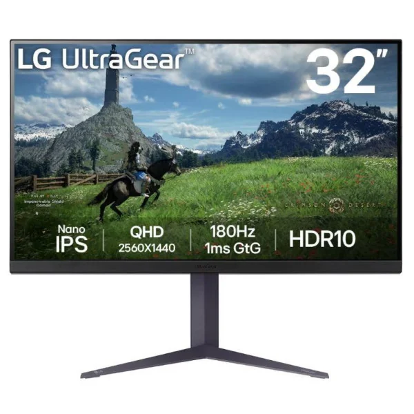 LCD monitorius| LG |31,5"|Skydas IPS|2560x1440|16:9|180Hz|1 ms|Pivot|Reguliuojamas aukštis|Pakreipimas|Spalva Juoda|32GS85Q-B