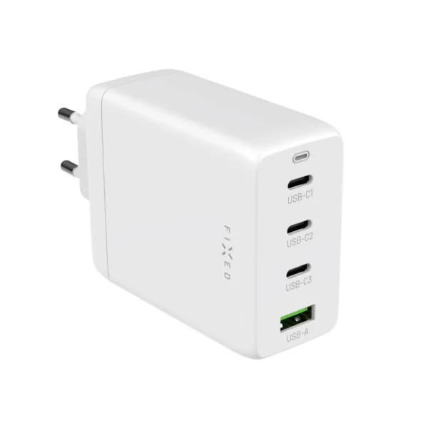 Fixed GaN 3xUSB-C/USB kelioninis įkroviklis 100W | FIXCG100-3CU-WH