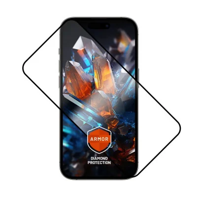 Fixed Armor with Anti-dust Applicator and AR Layer | Apple | iPhone 16 Pro Max | Ultra Durable Tempered Glass | Black | Screen P