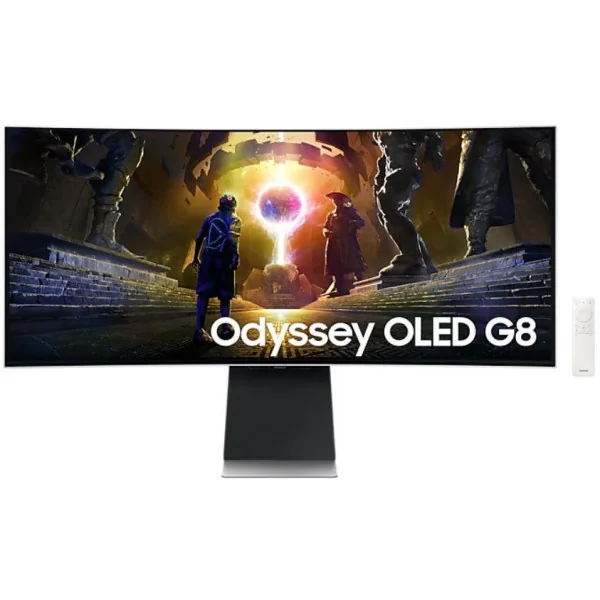 Monitorius|SAMSUNG|34"|Gaming/Smart/Curved/21 : 9|Skylelis OLED|3440x1440|21:9|175Hz|0,03 ms|Garsiakalbiai|Pasukamas|Reguliuojam