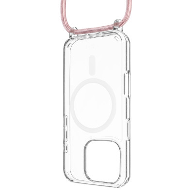 Fixed | MagPure Neck | Back Cover with Lanyard | Apple | iPhone 16 Pro Max | TPU | Clear, Pink