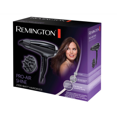 Remington Hair Dryer | D5215 Pro-Air Shine | 2300 W | Number of temperature settings 3 | Ionic function | Diffuser nozzle | Blac