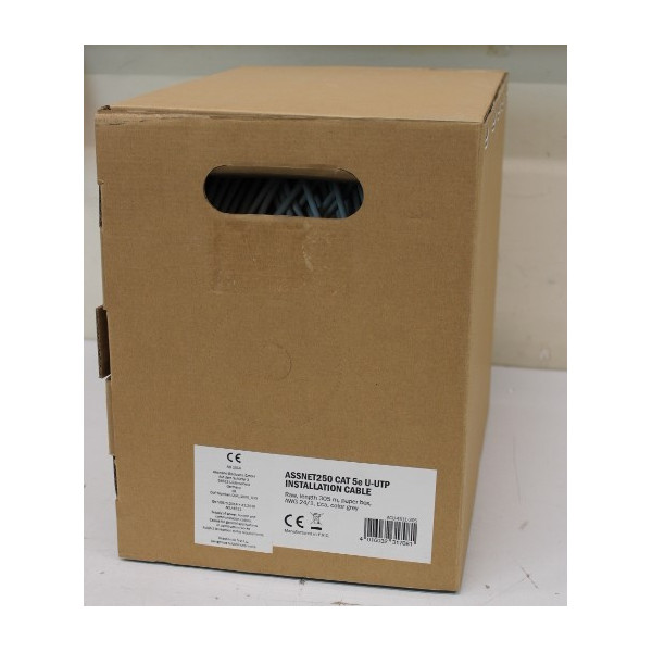 IŠPARDAVIMAS. DIGITUS ASSNET100 CAT 5e U-UTP installation cable, 100 MHz Eca (PVC), AWG 23/1, 305 m paper box, sx, grey, | Digit