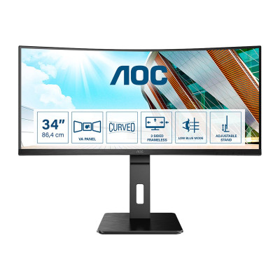 AOC | Curved Monitor | CU34P2A | 34 " | VA | 21:9 | 100 Hz | 1 ms | 3440 1440 | 300 cd/m | Headphone out (3.5mm) | HDMI ports qu