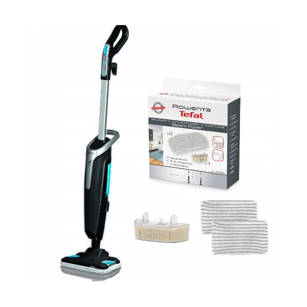 TEFAL Steam Power Handstick Mop | VP6555 | Corded operating | Washing function | Power 1200 W | Black/Light Blue