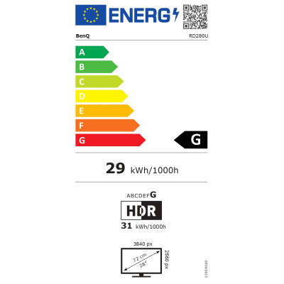 Benq RD280U | 28 " | IPS | 3:2 | 60 Hz | 5 ms | 3840 x 2560 pixels | 350 cd/m | HDMI ports quantity 1 | Warranty 36 month(s)