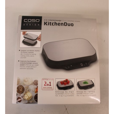 SALE OUT. Caso 03291 Kitchen scales 2 in 1, Capacity Max. 15 kg, Precise weighing sensor in 1 g increments, Black/Stainless stee