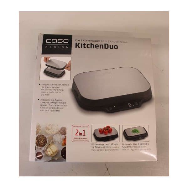 SALE OUT. Caso 03291 Kitchen scales 2 in 1, Capacity Max. 15 kg, Precise weighing sensor in 1 g increments, Black/Stainless stee