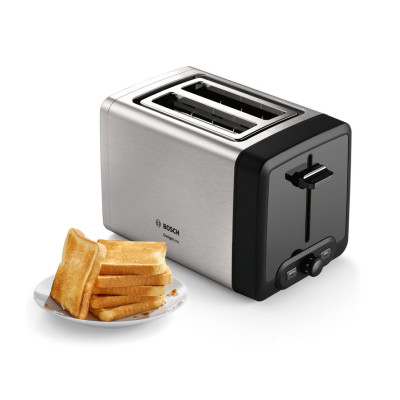 Bosch | DesignLine Toaster | TAT4P420 | Power 970 W | Number of slots 2 | Housing material Stainless Steel | Stainless steel/Bla