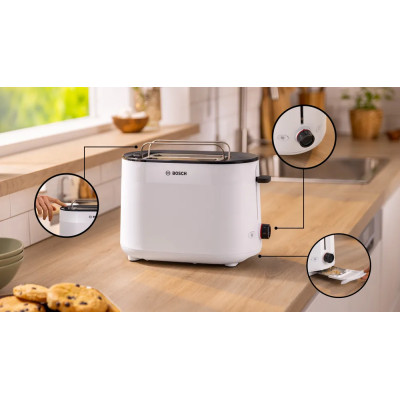 Bosch Compact Toaster | TAT2M121 MyMoment | Power 950 W | Number of slots 2 | Housing material Plastic | White