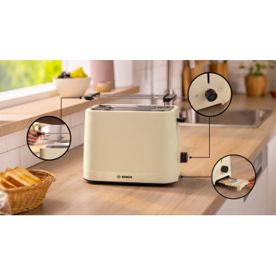 Bosch Compact Toaster | TAT3M127 MyMoment | Number of slots 2 | Housing material Plastic | Beige