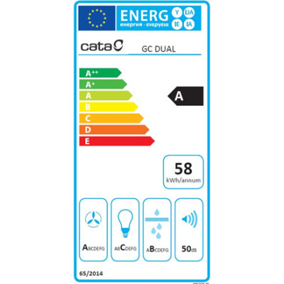 CATA | Hood | GC DUAL A 75 XGWH | Canopy | Energy efficiency class A | Width 79.2 cm | 820 m /h | Touch control | LED | White gl