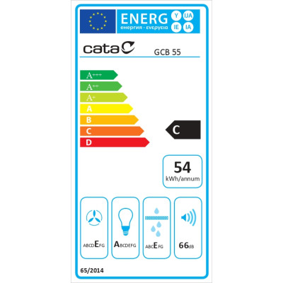 CATA | Hood | GCB 55 X | Canopy | Energy efficiency class C | Width 55 cm | 371 m /h | Mechanical | LED | Stainless steel/Grey