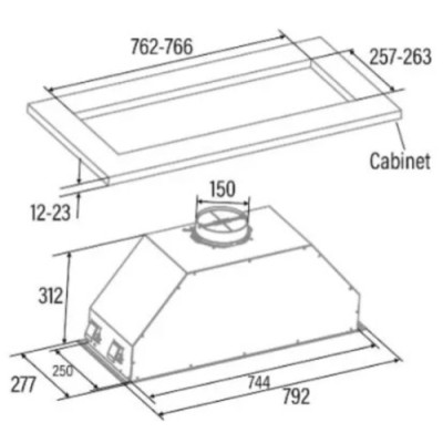 CATA | Hood | GT-PLUS 75 X /M | Canopy | Energy efficiency class C | Width 79.2 cm | 645 m /h | Mechanical control | EcoLed | St