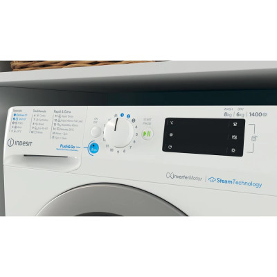 INDESIT | Washing Machine with Dryer | BDE 86436 WSV EE | Energy efficiency class A/D | Front loading | Washing capacity 8 kg | 