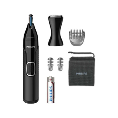 Philips Nose and ear trimmer NT5650/16 100% waterproof, AA-battery included, , precision comb, 2 eyebrow combs 3mm/5mm, on/off b