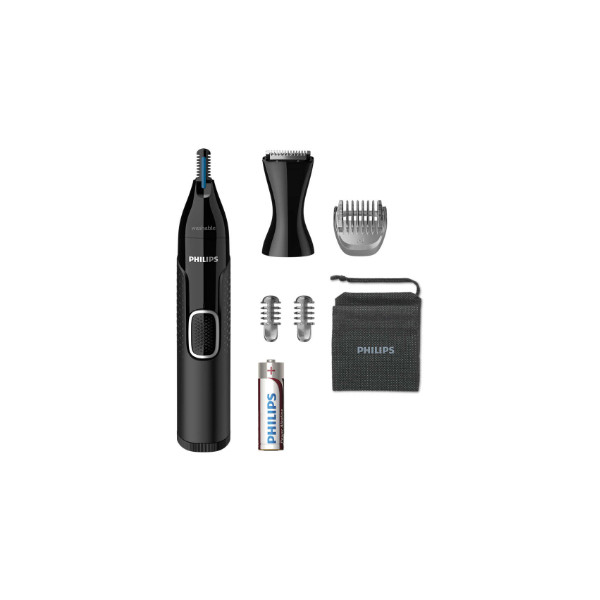 Philips Nose and ear trimmer NT5650/16 100% waterproof, AA-battery included, , precision comb, 2 eyebrow combs 3mm/5mm, on/off b