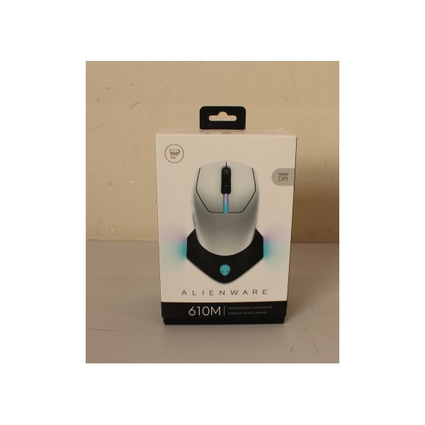 IŠPARDAVIMAS. Dell Mouse Alienware 610M Wired / Wireless Gaming Mouse - AW610M (Lunar Light), UNPACKED, USED, SCRATCHED ON BACK 