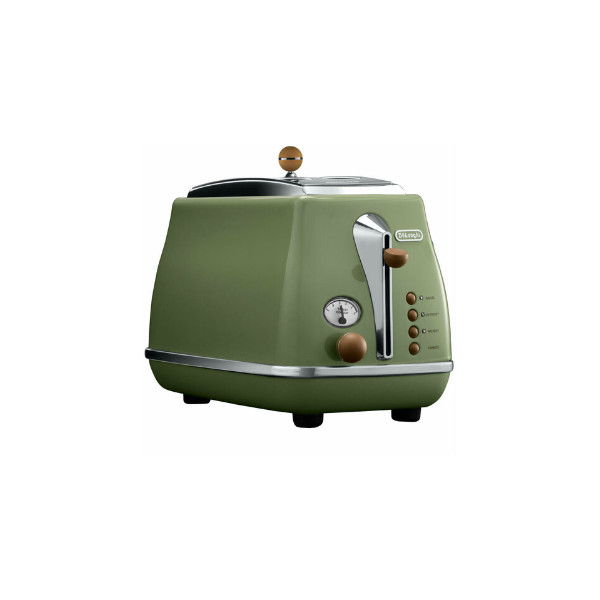 DELONGHI Icona Vintage Toaster CTOV 2103.GR 900W, Stainless steel, Crumb tray, Defrost, Green