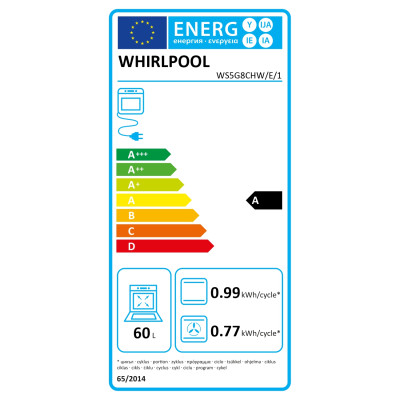 Whirlpool Cooker | WS5G8CHW/E/1 | Hob type Gas | Oven type Electric | White | Width 50 cm | LED | Depth 60 cm | 60 L