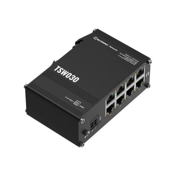 Teltonika Switch | TSW030 | Unmanaged | DIN rail mountable | 10/100 Mbps (RJ-45) ports quantity 8 | Power supply type 2-pin indu